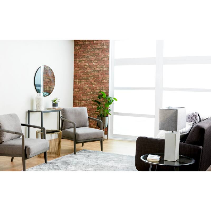 Black Glass Wall Mirror with Marble Accent - 28 x 1 x 28Round