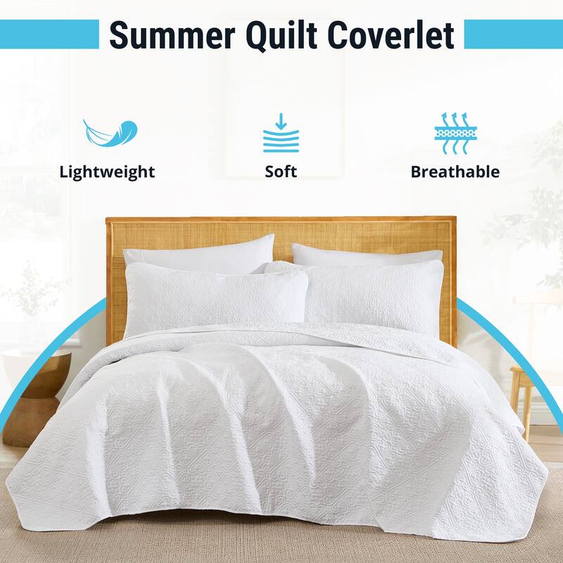 HLC.ME Lorenzo - 3 Piece Size Quilt Set, Lightweight Bedspread Coverlet Set.