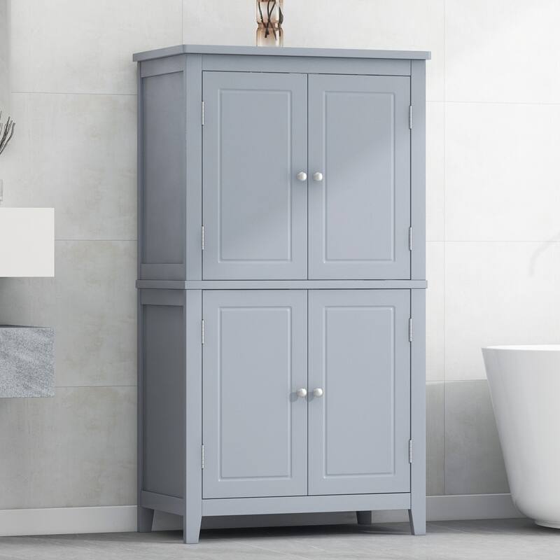 23.6 in. W x 43.3 in. H MDF Freestanding Linen Cabinet with Adjustable Shelves