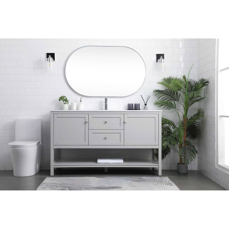 Elegant Lighting VF22260 Heath 60" Free Standing Single Basin Vanity