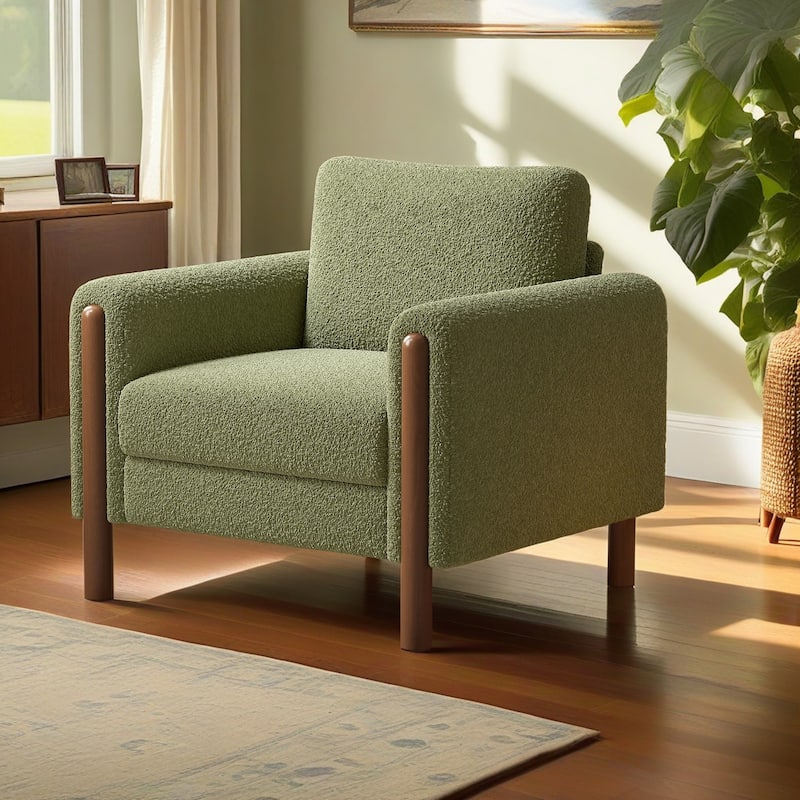 Maloa Upholstered Oversized Teddy Accent Chair with Walnut Legs by Christopher Knight Home - Green