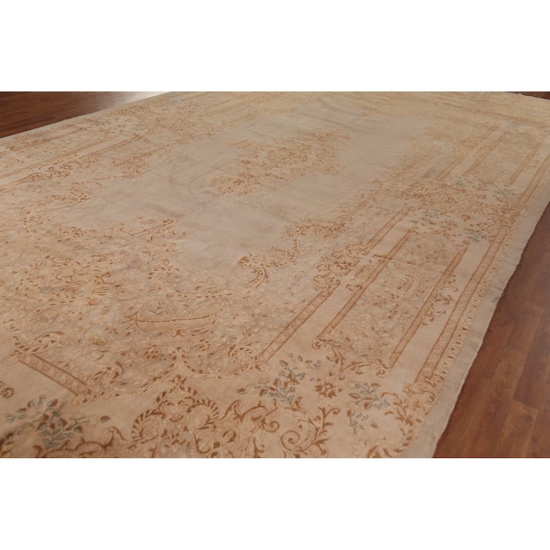Kerman Persian Antique Large Rug Hand-Knotted Wool Carpet - 10'6"x 19'9"