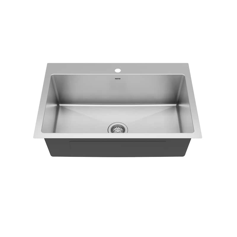 Karran 33" Top Mount Single Bowl Stainless Steel Kitchen Sink Kit