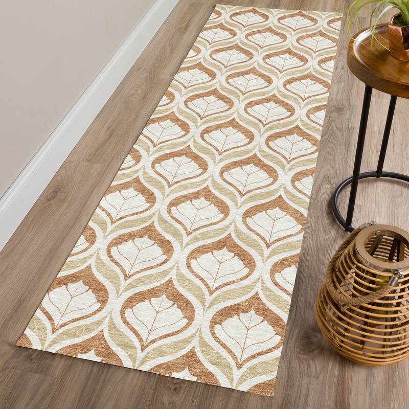 Machine Washable Indoor/ Outdoor Modern Trellis Chantille Rug