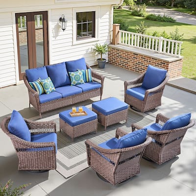 Pocassy Swivel Chair, Sofa, Ottoman Patio Funiture Set