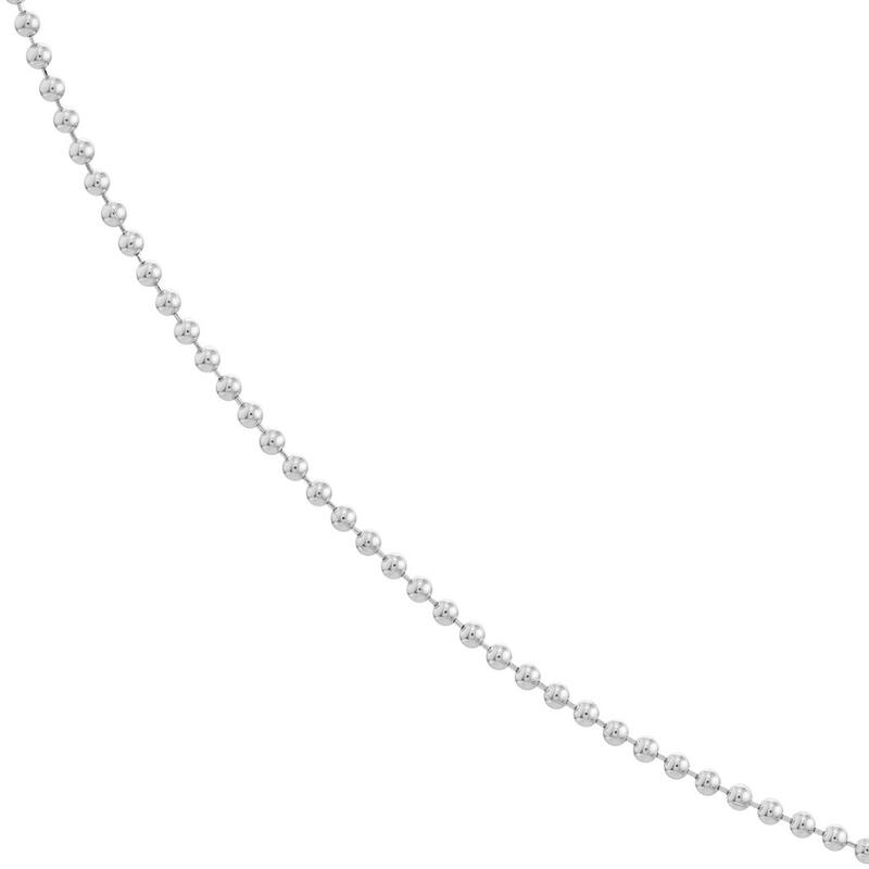 Curata 14k White Gold 1mm Polished Bead Chain Necklace (Lobster) Options: 16 18 20