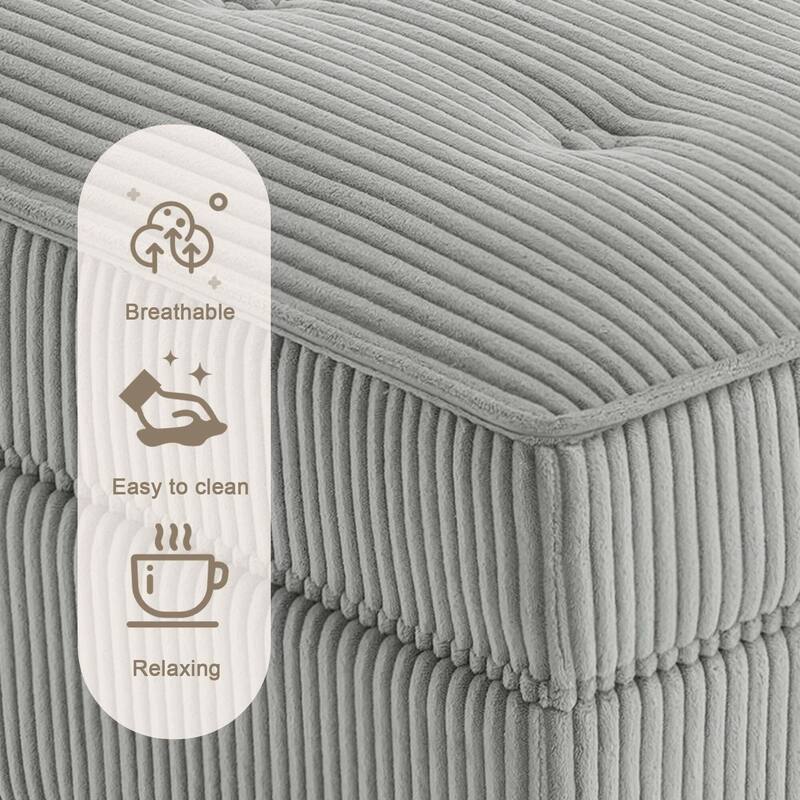 Corduroy L-shape Modular Corner Sectional Sofa with Reversible Storage Ottoman