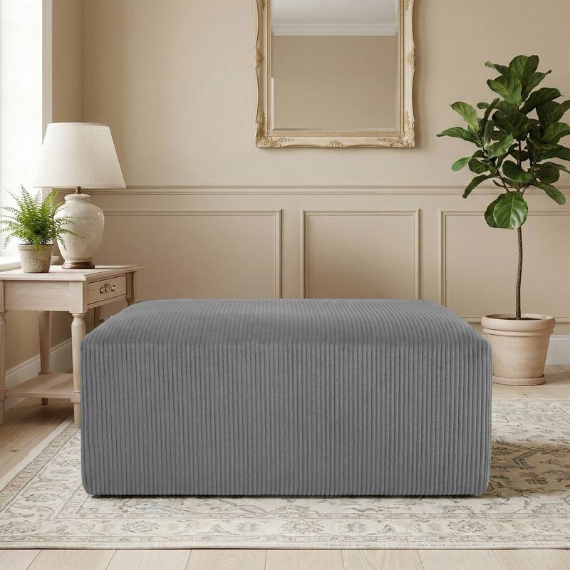 40"W Oversized No Assembly Corduroy Rectangle Ottoman