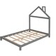preview thumbnail 23 of 25, Full Size Low Platform Bed with House-shaped Headboard and Chimney, Open Frame Bed, Wooden Slat Bed