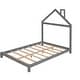 preview thumbnail 1 of 7, Wooden Full Size Platform Bed Frame, Modern Full Kids Bed Frame with House-shaped Headboard, Solid Wood Full Bedframe Gray - Full