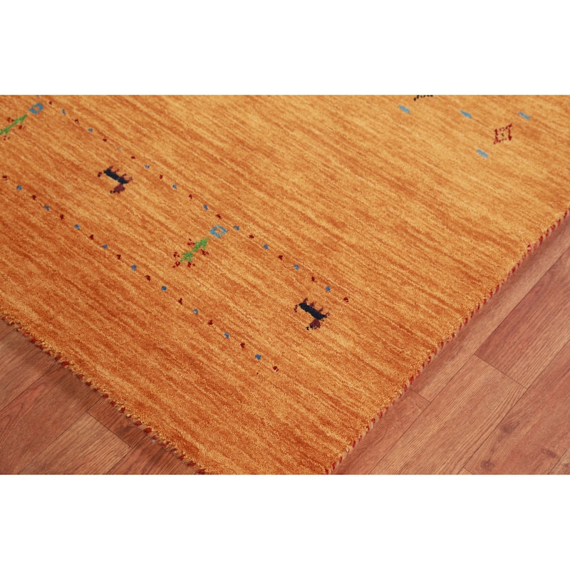 Hand Knotted Oriental 100% Wool Carpet Tribal Animal Pictorial Oranges & Rust Gabbeh Area Rug - 8' 0'' X 4' 10''