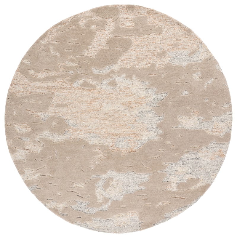 SAFAVIEH Handmade Harvest Jody Wool Rug - 6' Round - Taupe/Grey