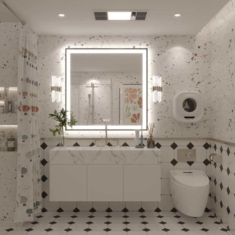 Extra Large Black Frame LED Bathroom Vanity Mirror with 3 Years Warranty and UL Certified