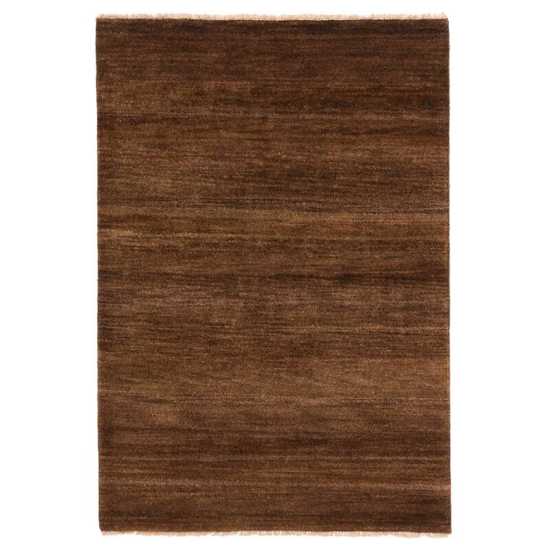 ECARPETGALLERY Hand-knotted Pak Finest Gabbeh Dark Brown Wool Rug - 4'1 x 5'11