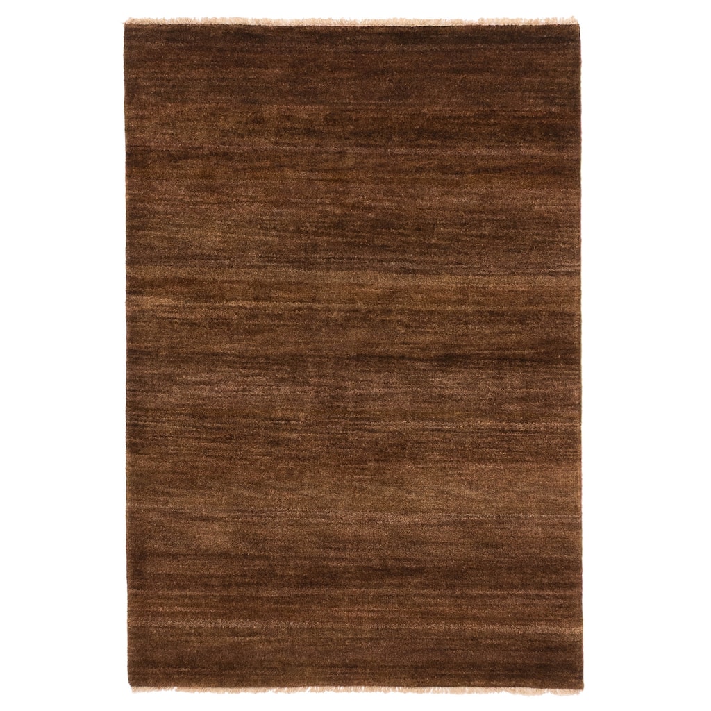 ECARPETGALLERY Hand-knotted Pak Finest Gabbeh Dark Brown Wool Rug - 4'1 x 5'11