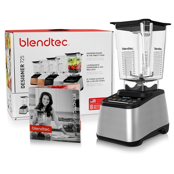Blendtec Designer 725 Blender with BPA-Free WildSide Jar with Vented Gripper Lid + Blendtec Recipe Book + Starter Guide