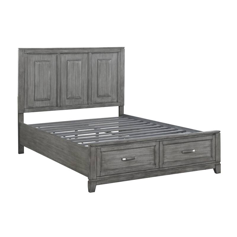 Queen Size Wood Platform Bed with Storage Drawers and Headboard