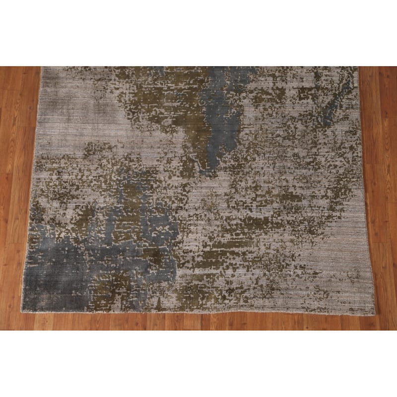 Multi-Color Abstract Area Rug Handmade Wool Carpet - 5'3" x 8'4"