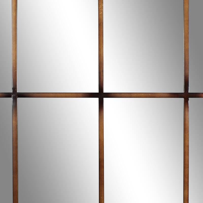 Metal Window Pane Inspired Grid Room Wall Mirror - Copper, Brown, Black - Roche River Decor