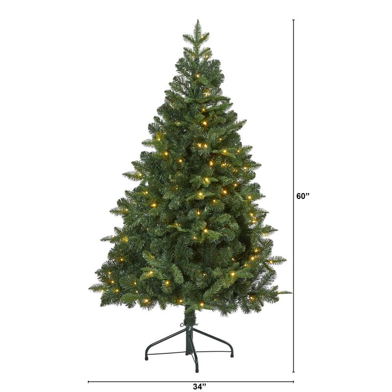 5' Grand Teton Spruce Flat Back Artificial Christmas Tree with 120 Clear LED Lights and 514 Bendable Branches