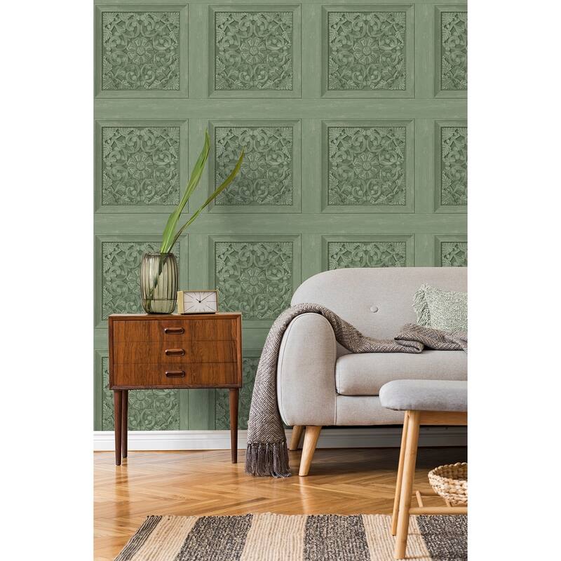 Fine Decor Albie Moss Carved Panel Wallpaper