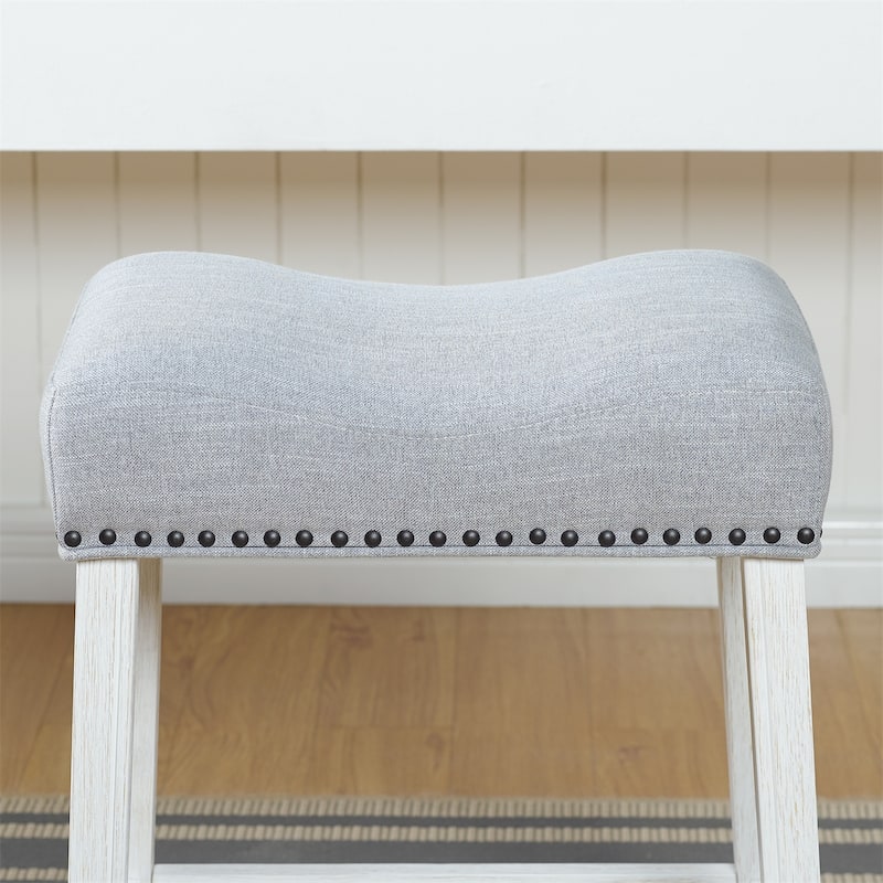 Upholstered Backless Saddle Seat Counter Stools 24" Height Set of 2
