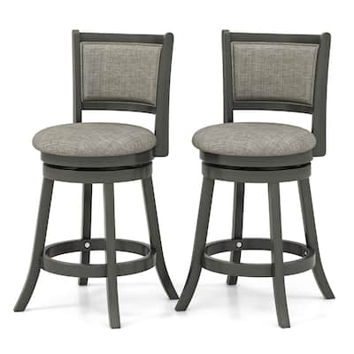 Gymax Swivel Bar Stools Set of 2 w/ Soft-padded Back & Seat Sturdy