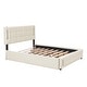 preview thumbnail 6 of 11, Queen Size Upholstered Platform Bed with Twin Size Trundle Wood Bed Frame & Drawers Storage Bed for Kids Teens Adults, Beige