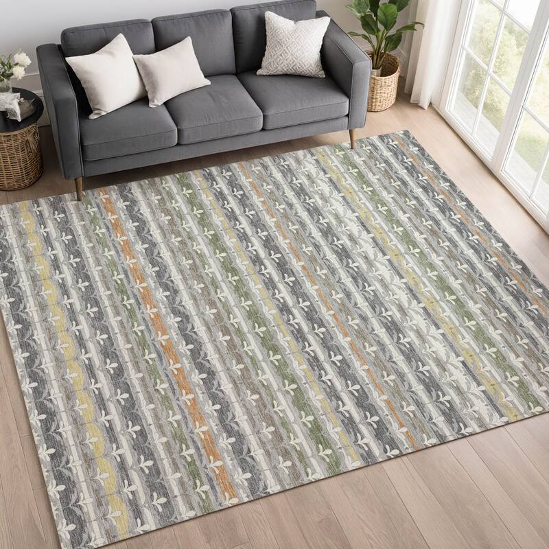 Machine Washable Indoor/ Outdoor Stripe Bramlage Chantille Rug