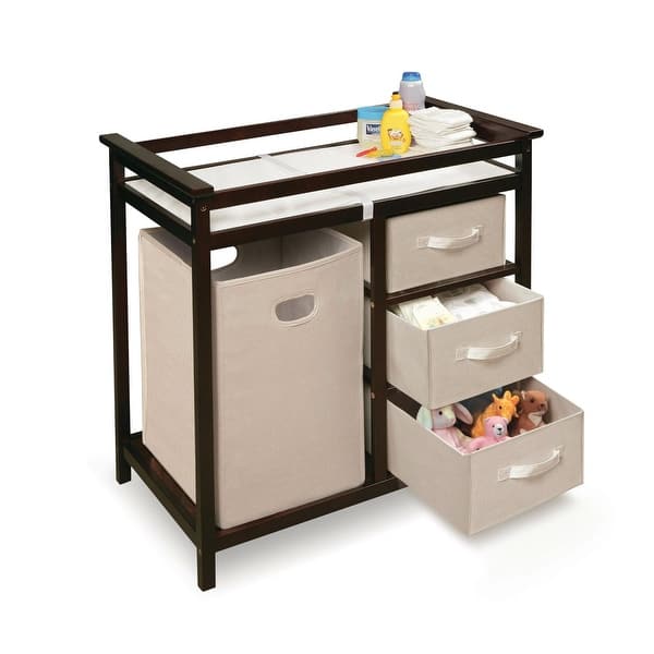Baby Changing Table with 3 Baskets and Hamper in Espresso - 34.2 x 20.8 ...