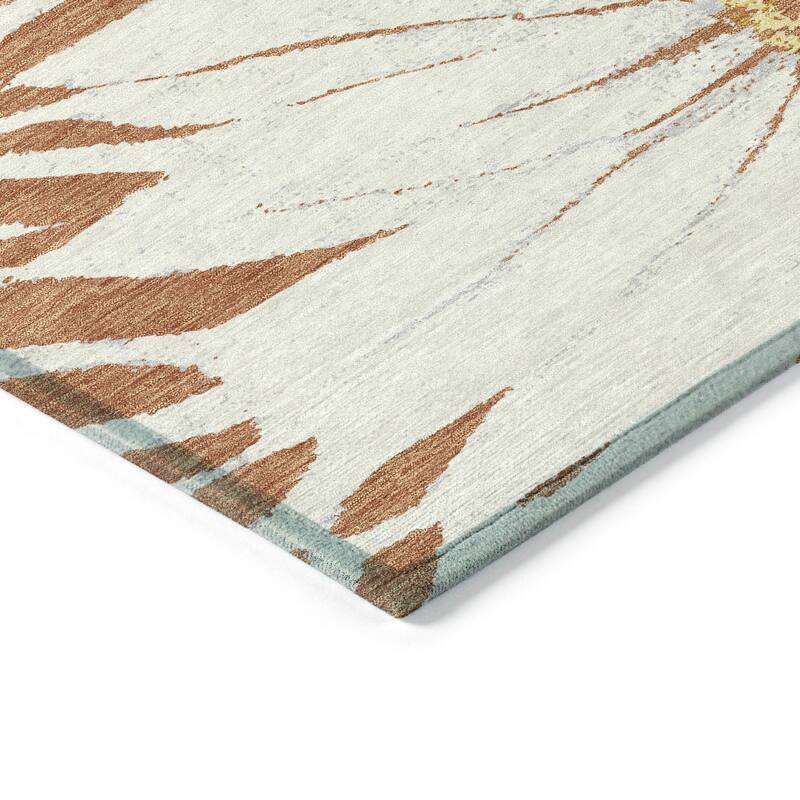 Machine Washable Indoor/ Outdoor Floral Chantille Rug