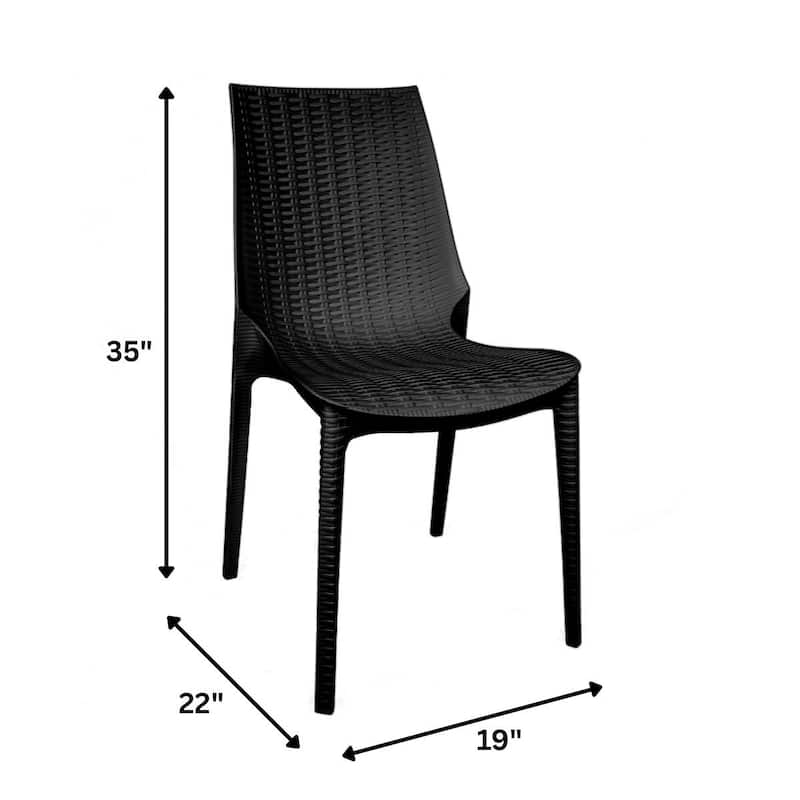 Kent Modern Rattan-Style Stackable Lightweight Dining Chair for Patio and Garden