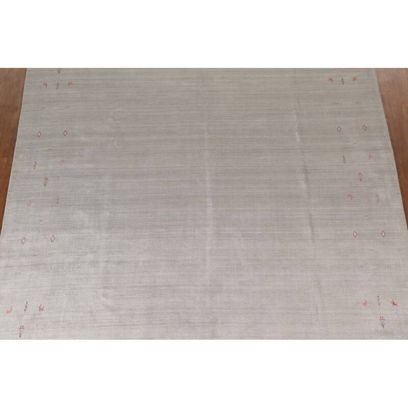 Striped Gabbeh Square Area Rug Handmade Wool Carpet - 9'8"x 9'8"