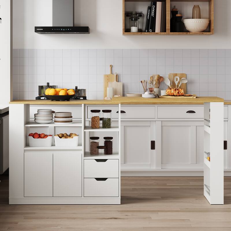Extendable Kitchen Island with Storage