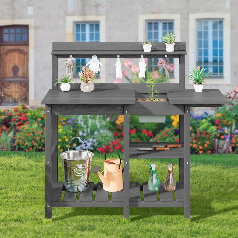 HDPE Patio Outdoor Potting Table, Versatile Gardening Planting Workbench
