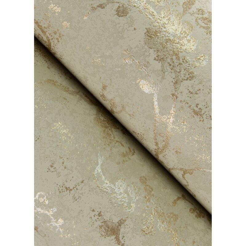 A-Street Prints Mahina Gold Floral Vine Wallpaper