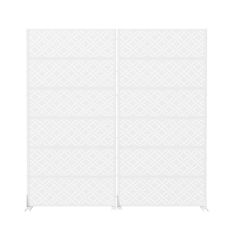 Privacy Metal Screen Fence Panel Horizontal Stripe Pattern Set of 2