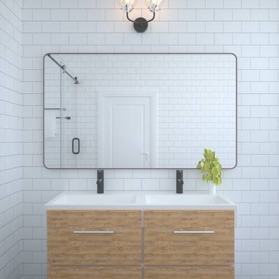 Large 60x36 Inch Bathroom Vanity Mirror, Rounded Rectangle Anti-Rust Aluminum Frame, Hangs Horizontally or Vertically
