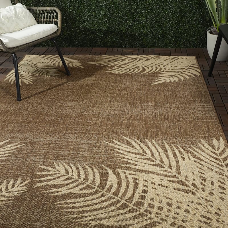 Concetta Tropical Patio Indoor/Outdoor Area Rug - 5'3" x 7' - Brown