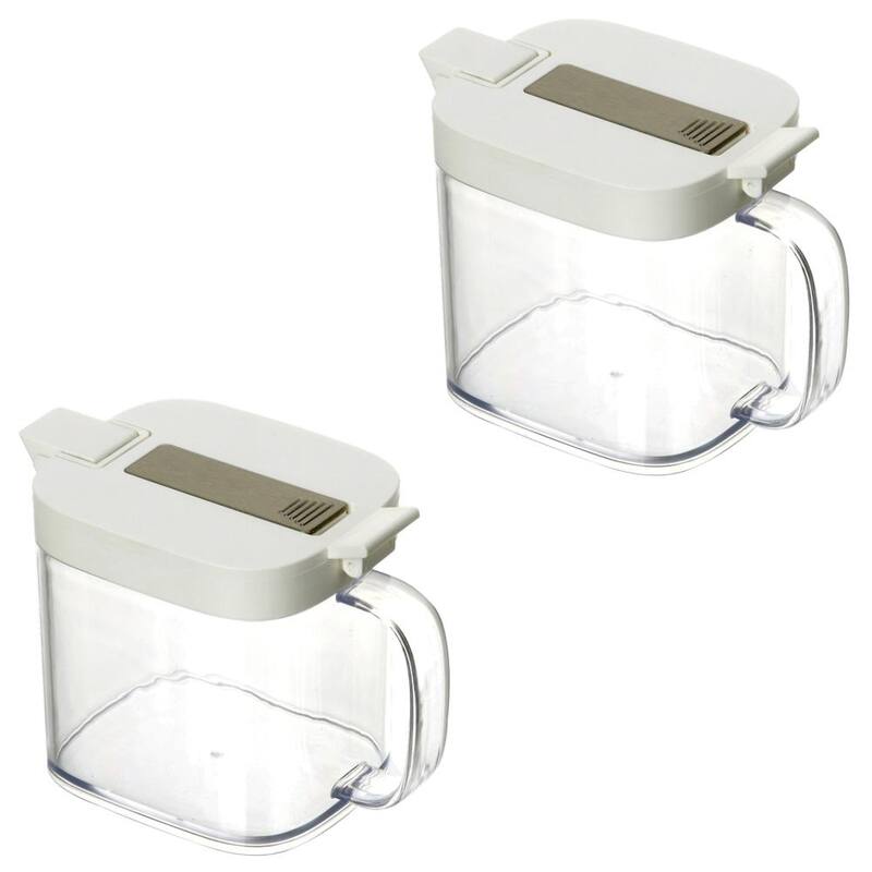 YBM Home Clear Condiment Canisters Pots with Lids and Spoons - Set Of 2