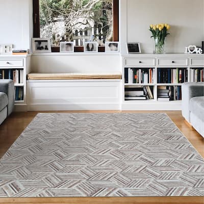 Dream Decor Rugs Steppe Candace Gray Light Pink Geometric Area Rug