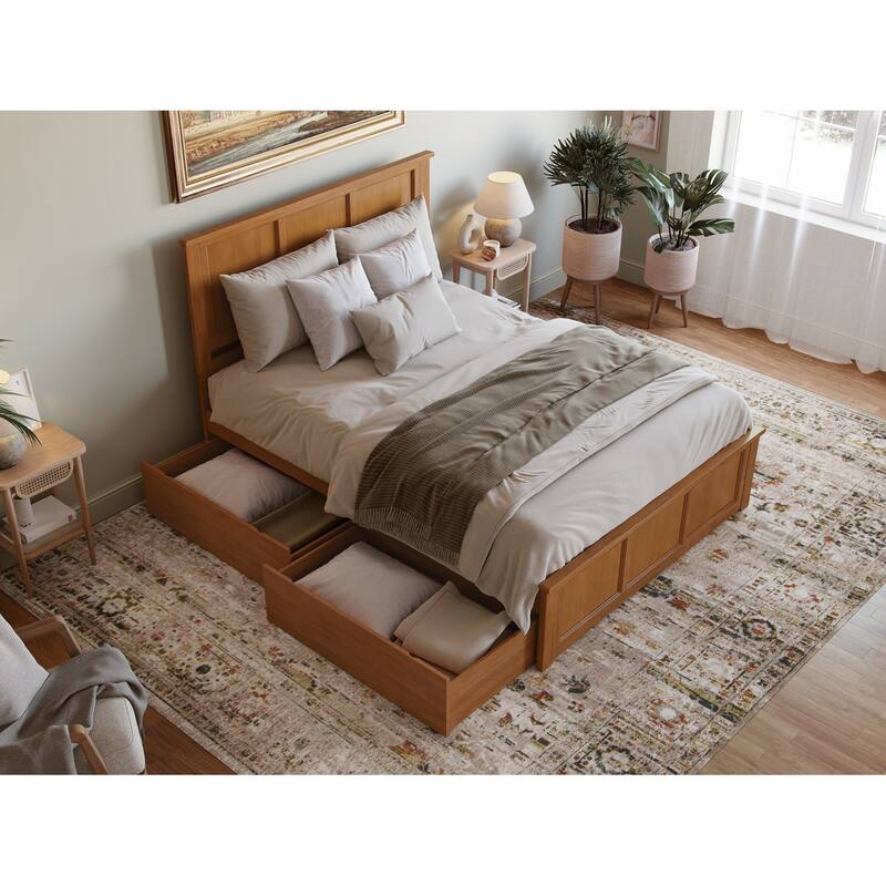 Madison Platform Bed with Matching Footboard with Storage Drawers