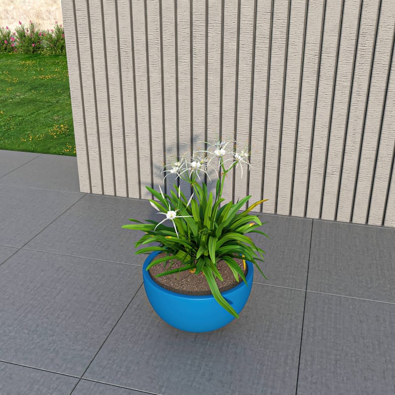 Iris Modern Minimalist Round Fiberstone and MGO Clay Planter With Drainage Holes for Indoor Outdoor Home Office Yard Patio Decor