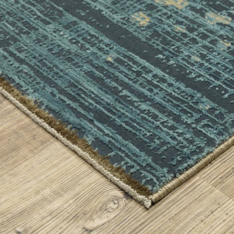 Style Haven Raphael Abstract Ombre Blue/ Brown Mixed Pile Area Rug