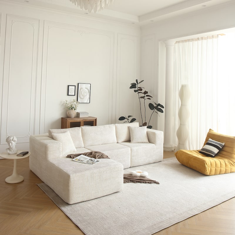 Modular Sectional Sofa 3-Seat Sofa Bed L Shaped Sleeper Couch wOttoman