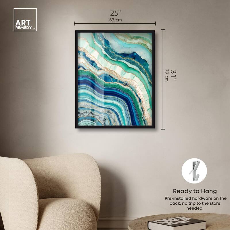 Blue Green Abstract Agate II Shadowbox by Art Remedy