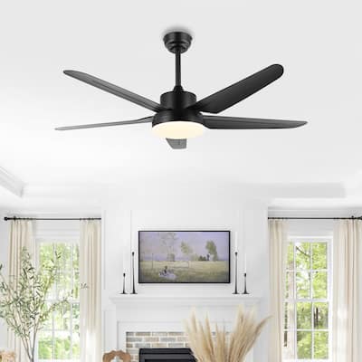 SAFAVIEH Lighting Melesa LED Ceiling Fan - 52 in. W x 52 in. D x 12-17-22 in. H