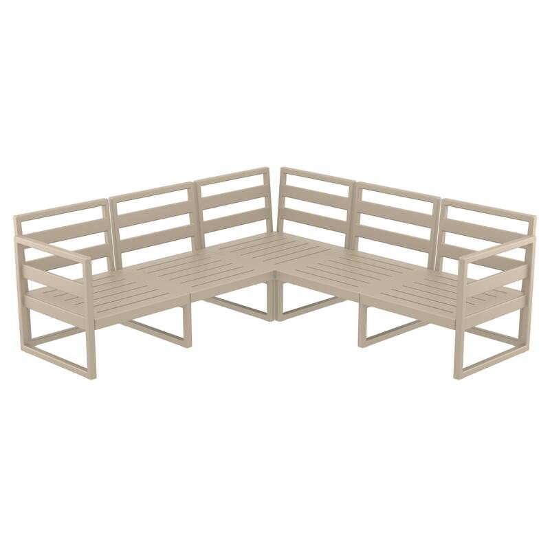 2 Piece Taupe Patio Sectional Lounge Set with Natural Sunbrella Cushion 78.75"