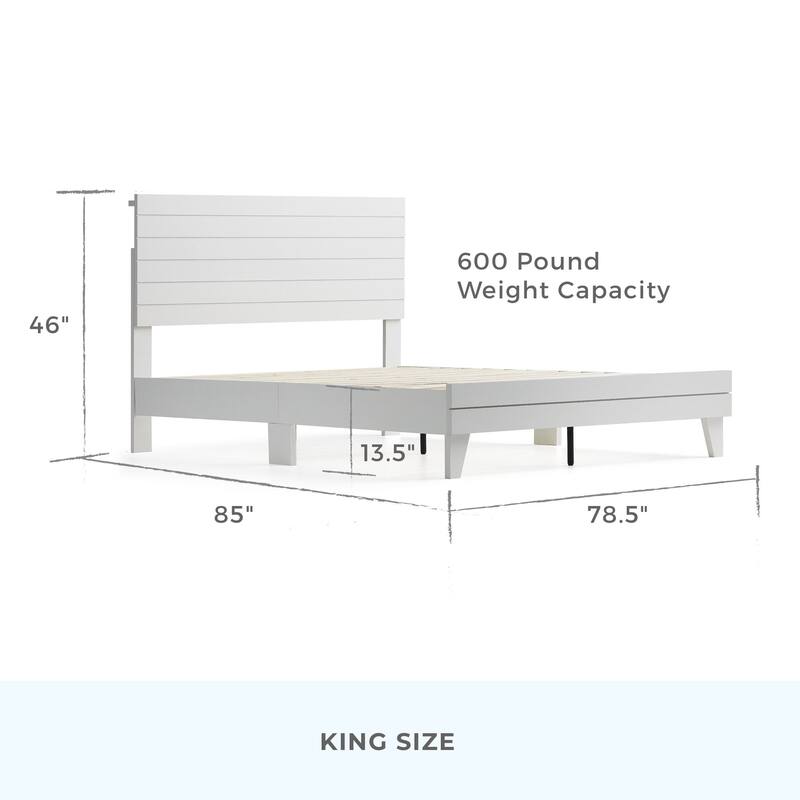 Brookside Mabel Shiplap Platform Bed Frame with Headboard