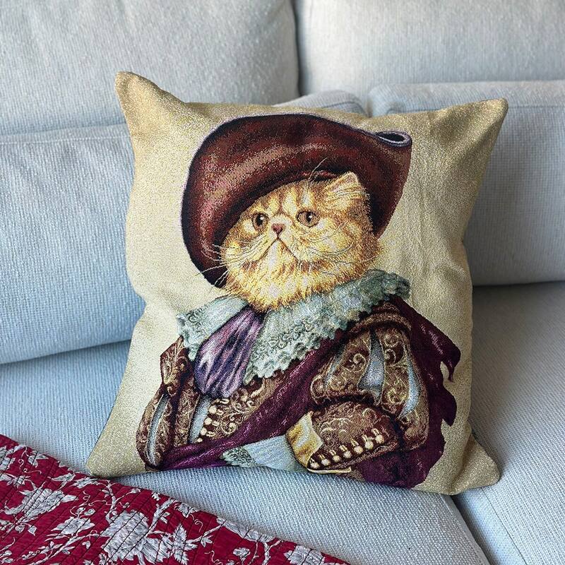 Aristocrat Porthos Tapestry Throw Pillow in Red
